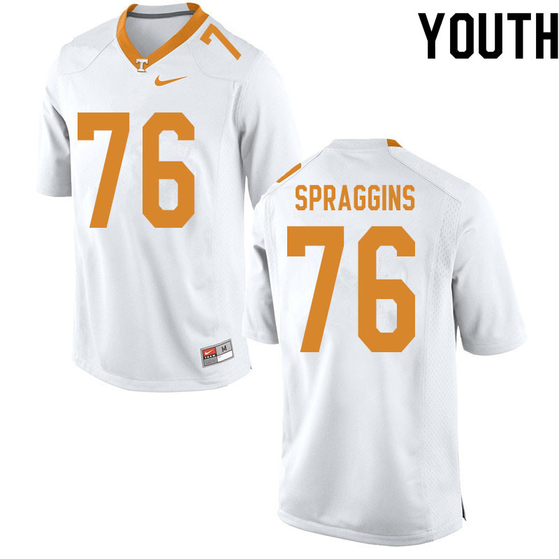 Youth #76 Javontez Spraggins Tennessee Volunteers College Football Jerseys Sale-White